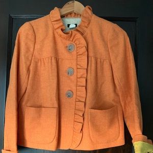 J Crew Ruffle Blazer - Orange Wool